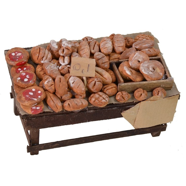 Counter with bread and pizzas cm 12x7x6 h