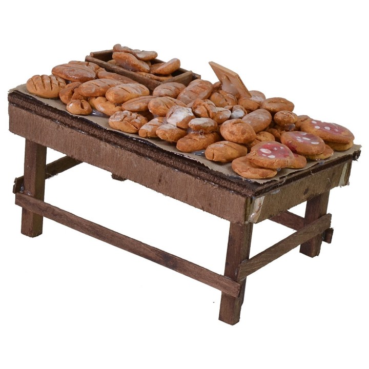 Counter with bread and pizzas cm 12x7x6 h