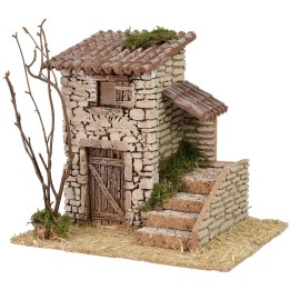 Casita de piedra con escalera lateral cm 19x17x18 h