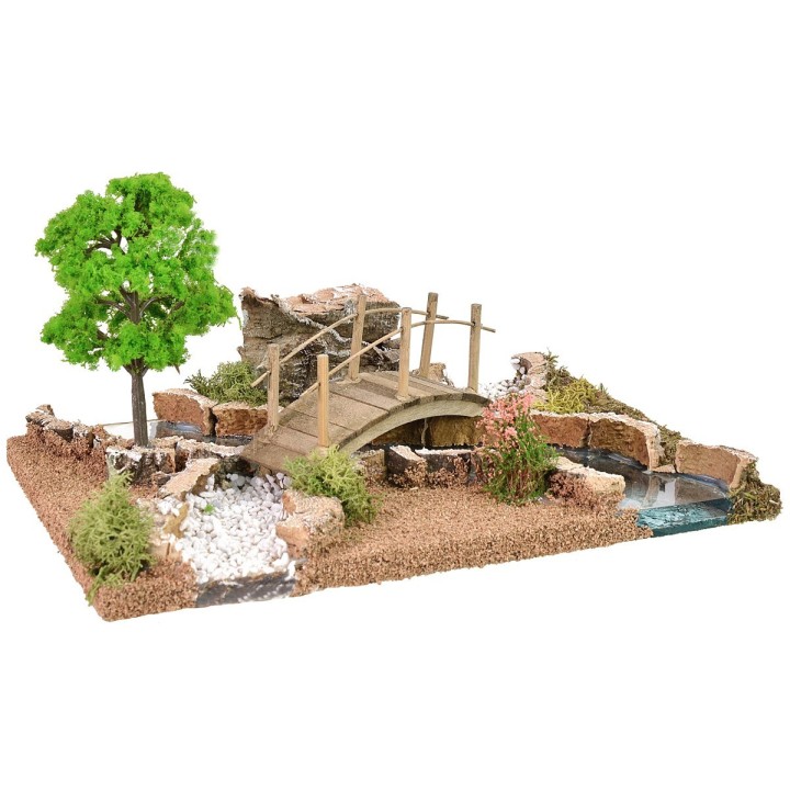 Depth effect river with bridge cm 26x18x13 h