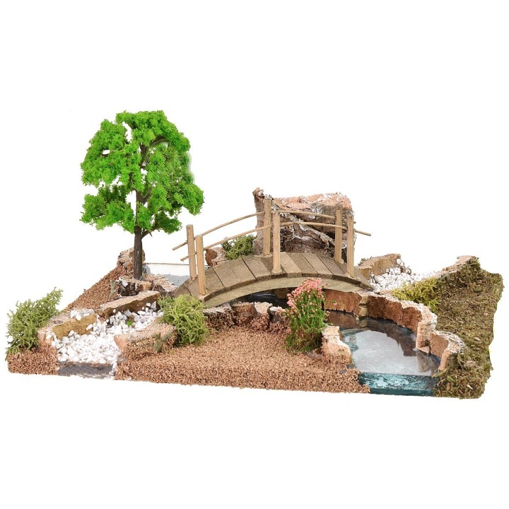 Depth effect river with bridge cm 26x18x13 h