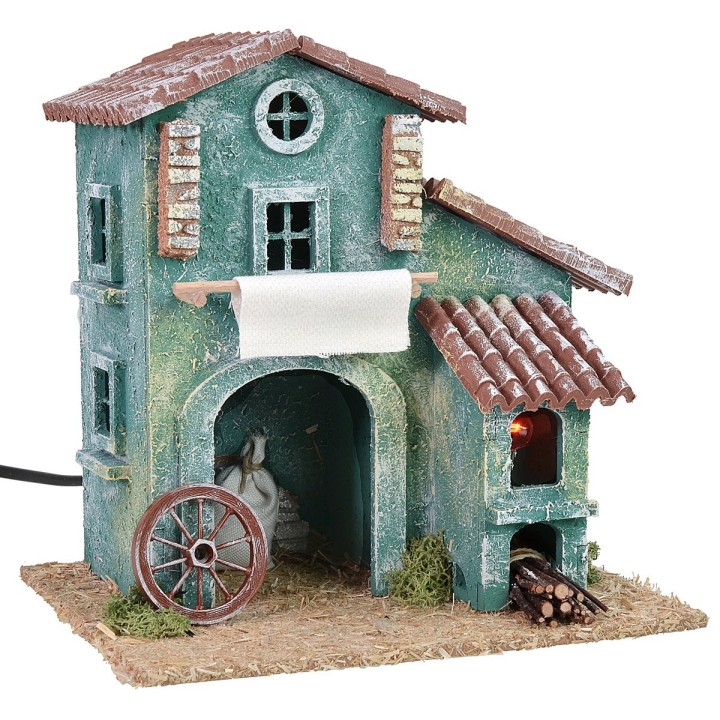 Wooden farmhouse with working oven cm 20x16x21 h