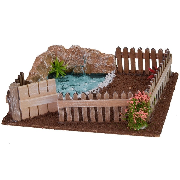 Recinto con stagno cm 19x15x5 h