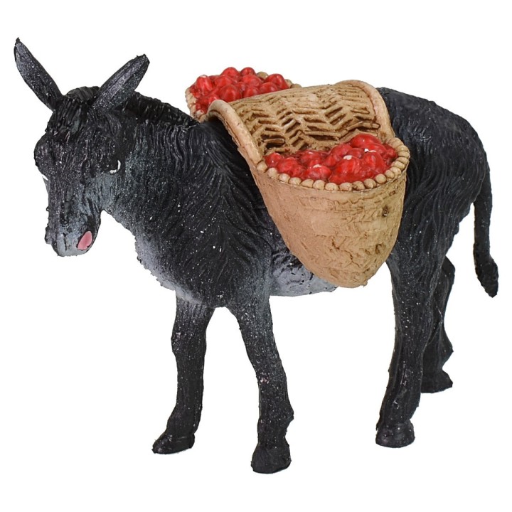 Donkey with load of tomatoes cm 10x3x8 h