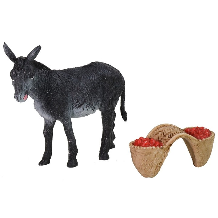 Donkey with load of tomatoes cm 10x3x8 h