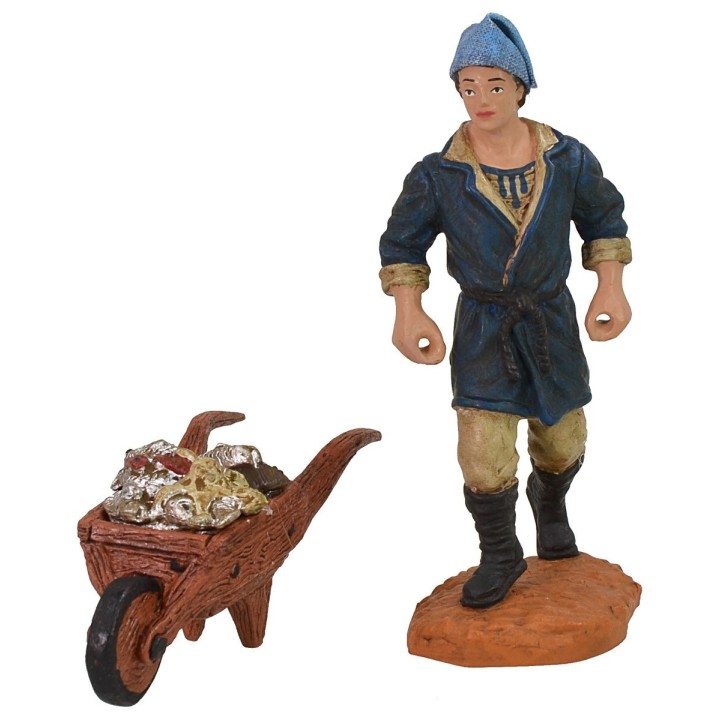 Hombre con carretilla de peces cm 10 Oliver