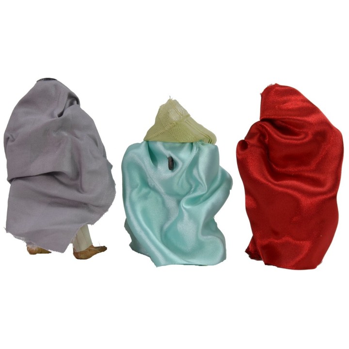 Conjunto de 3 Reyes Magos de 11-12 cm con ropa de tela