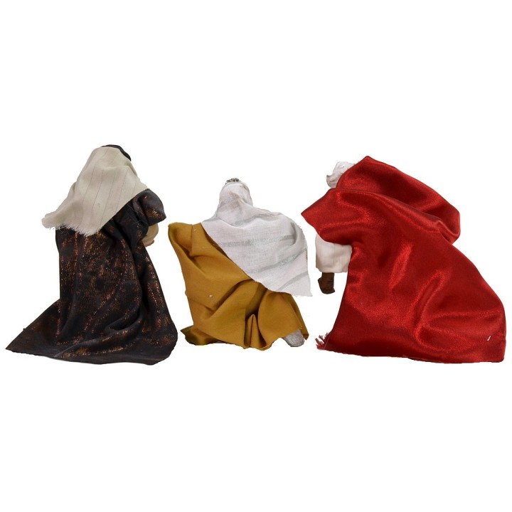 Conjunto de 3 Reyes Magos de 9 cm con ropa de tela