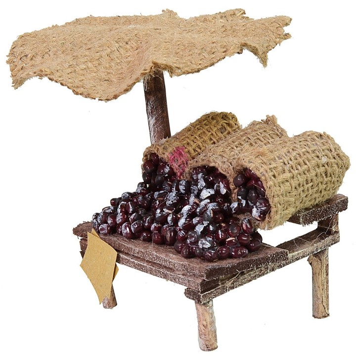 Bancarella con castagne e ombrellone cm 8,5x7x12 h