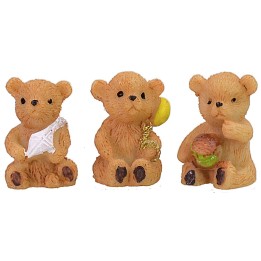 Set of 3 resin bears cm 1,8 h