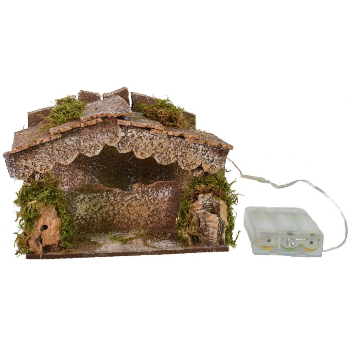 Capanna con luci led a batterie cm 15x10x12 h