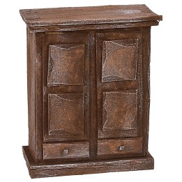 Armario de madera envejecida con puertas y cajones de