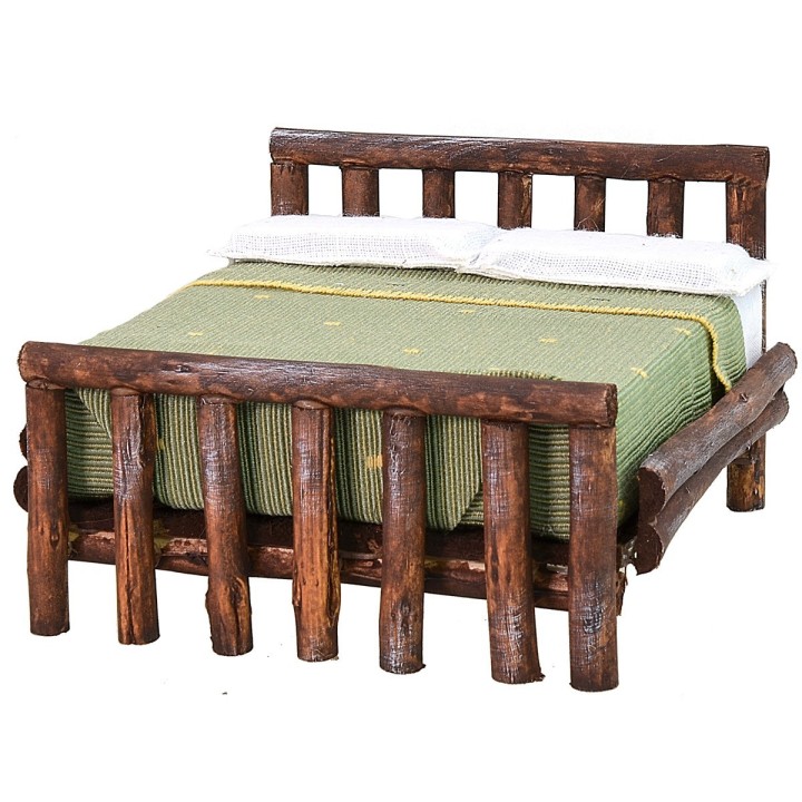 Double bed in antiqued wood cm 11x13,5x8 h