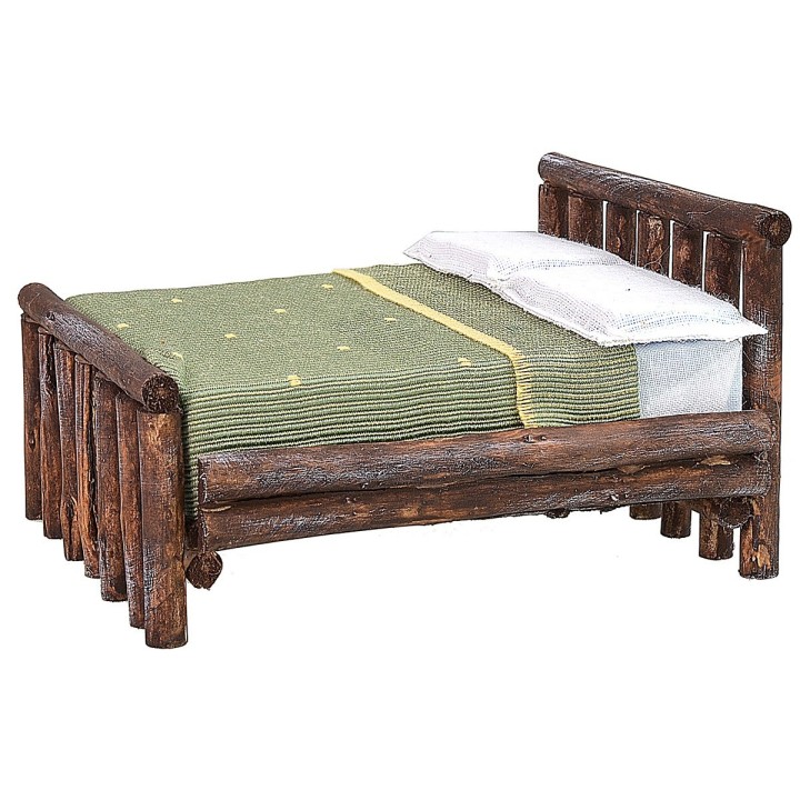 Letto in legno antichizzato a due piazze cm 11x13,5x8 h