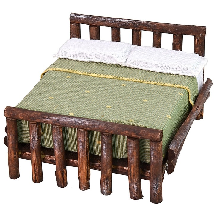 Double bed in antiqued wood cm 11x13,5x8 h