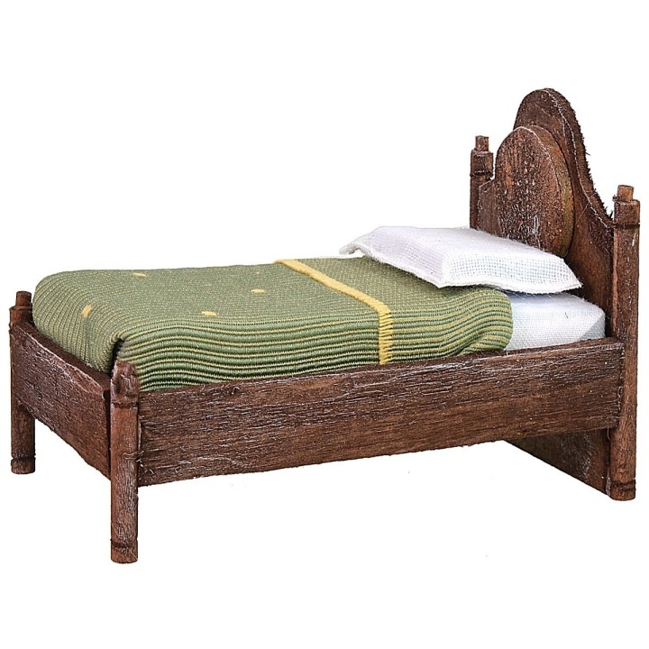 Single bed in antiqued wood with relief cm 8x13,5x10 h
