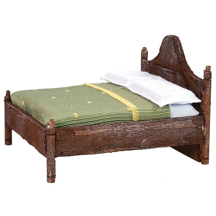 Cama matrimonial de madera con cabecera ondulada de 12x13,5x10