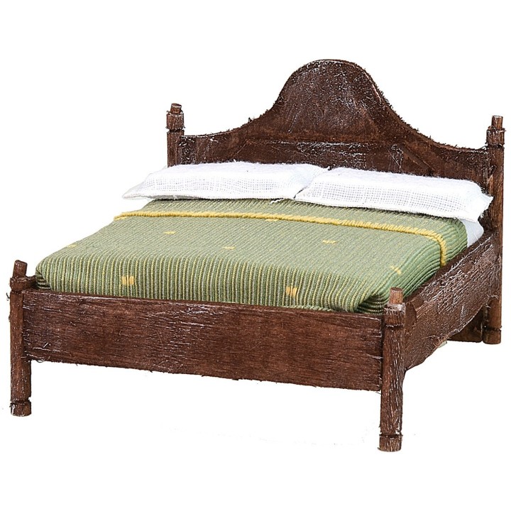 Cama matrimonial de madera con cabecera ondulada de 12x13,5x10