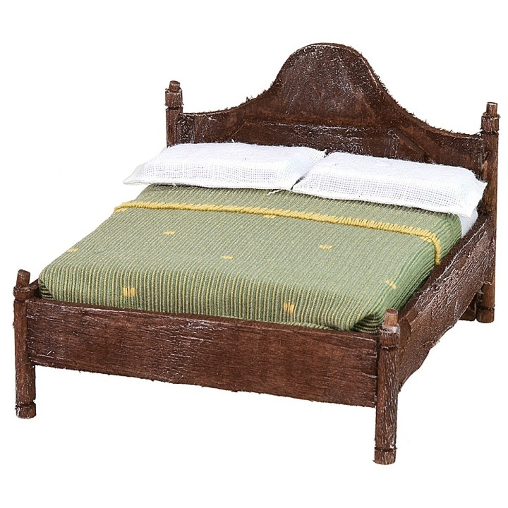 Cama matrimonial de madera con cabecera ondulada de 12x13,5x10