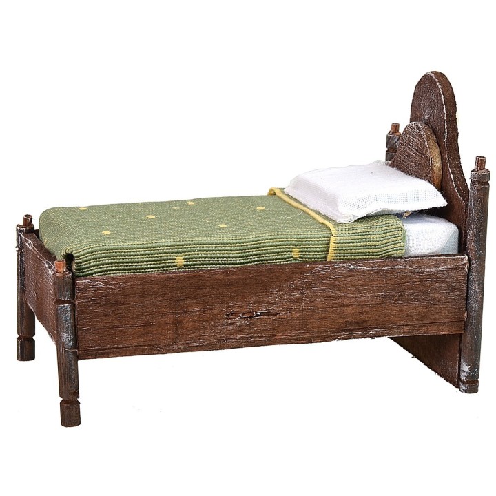 Letto singolo in legno con testata ondulata cm 7x11x8 h