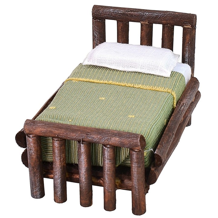 Cama de madera envejecida de una plaza cm 7,5x11x7 h