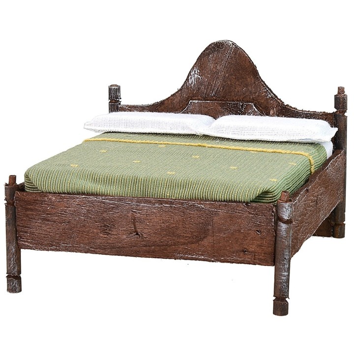 Cama matrimonial de madera con cabecera ondulada de 10x11x8 cm h
