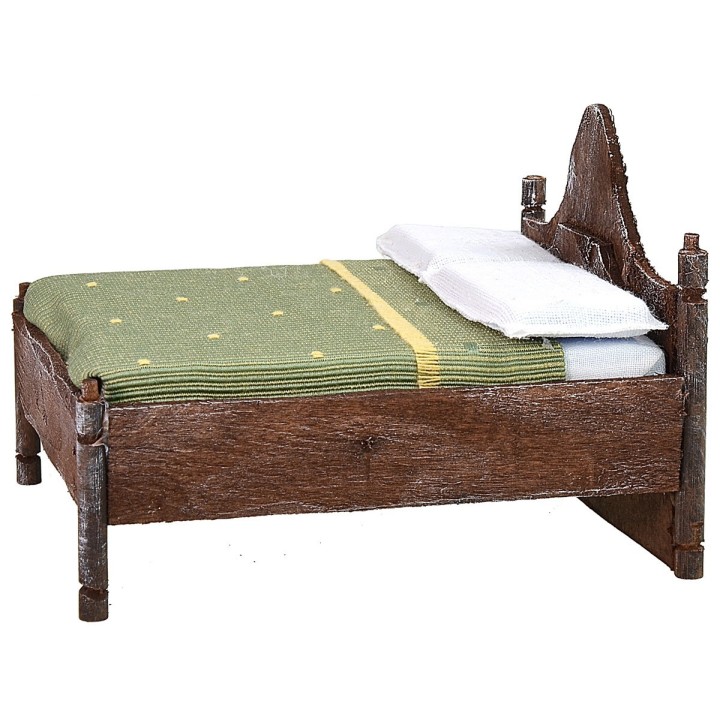 Wooden double bed with wavy headboard cm 10x11x8 h