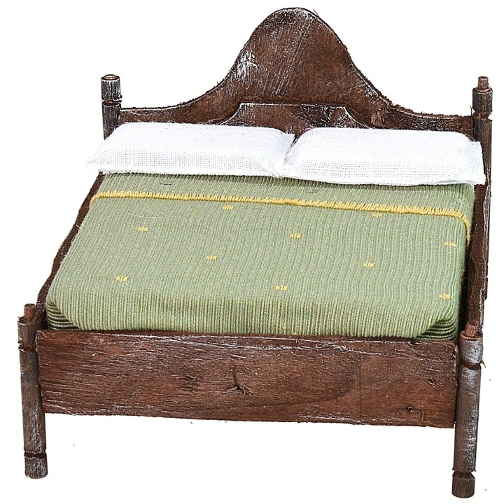 Cama matrimonial de madera con cabecera ondulada de 10x11x8 cm h