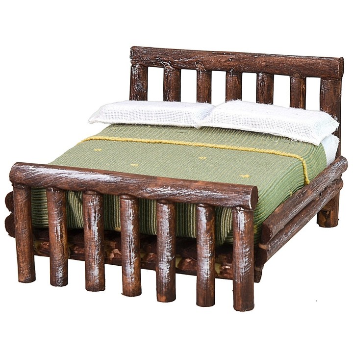 Double bed in antiqued wood cm 10,5x11x7 h