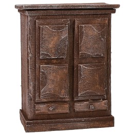 Armario de madera envejecida con puertas y cajones de