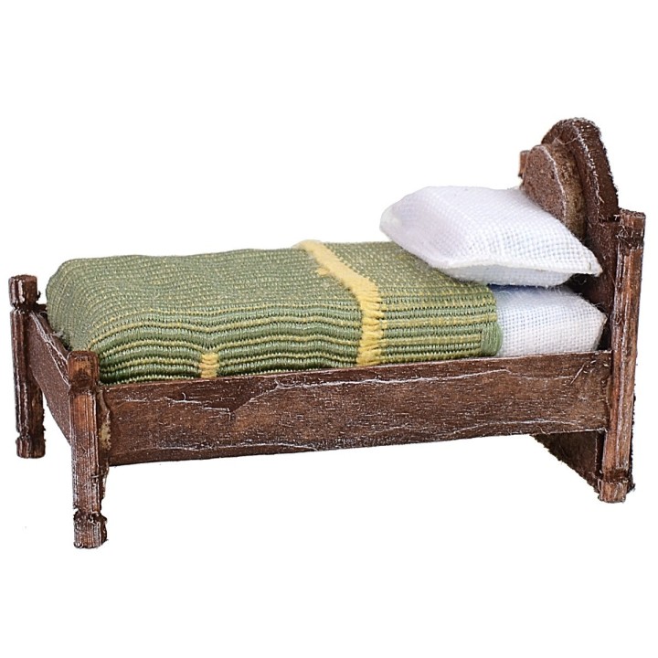 Letto singolo in legno antichizzato con soprarilievo cm 4x7x4,5