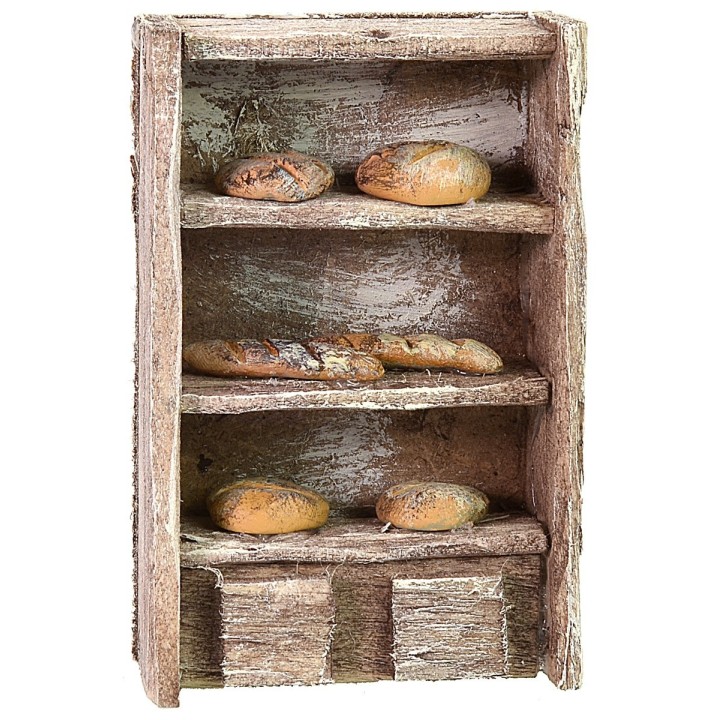 Estante de madera con pan de 6,5x3x10 cm h