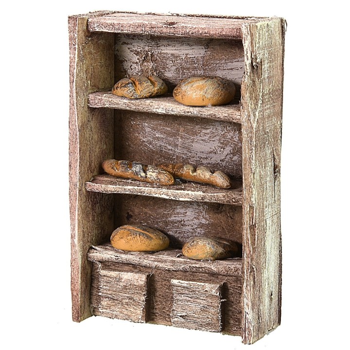 Estante de madera con pan de 6,5x3x10 cm h