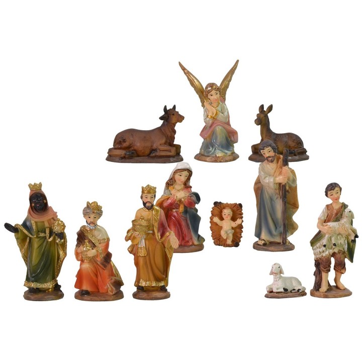Set 11 statue con Natività 7 cm in resina