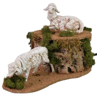Two sheep in movement 30cm Fontanini series