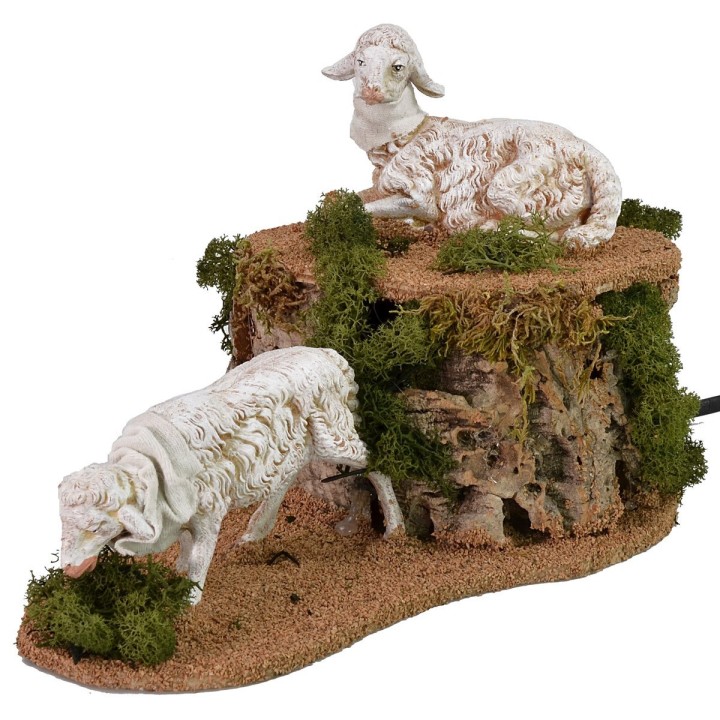 Two sheep in movement 30cm Fontanini series