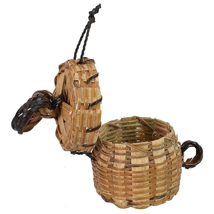 Cesta con tapa de mimbre cm ø 4,5x6,5 h