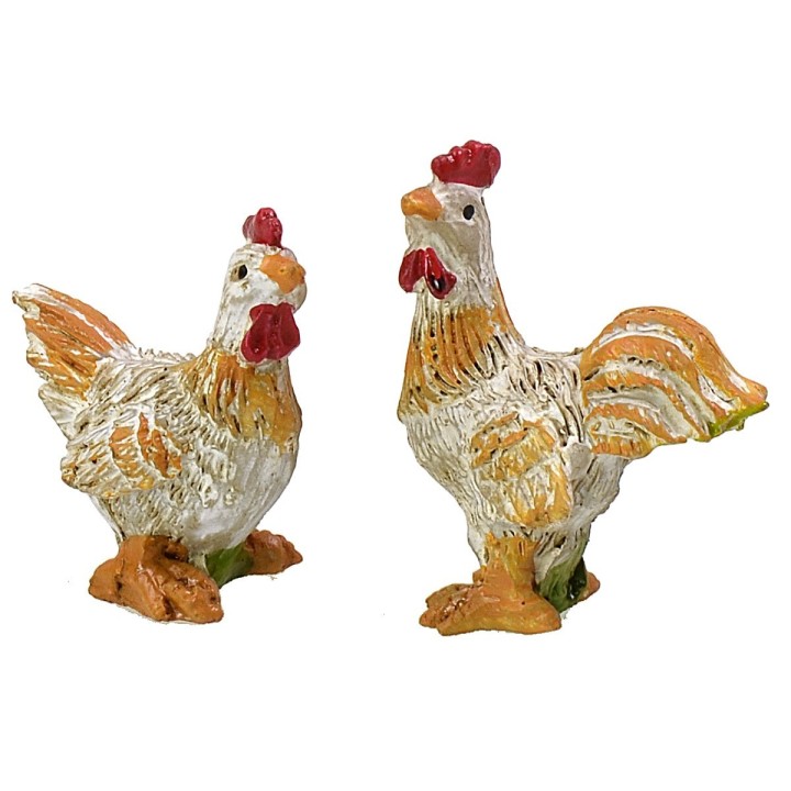 Rooster and hen set for 10 cm statues