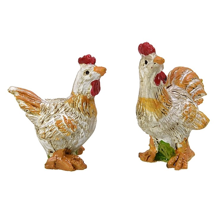Rooster and hen set for 10 cm statues