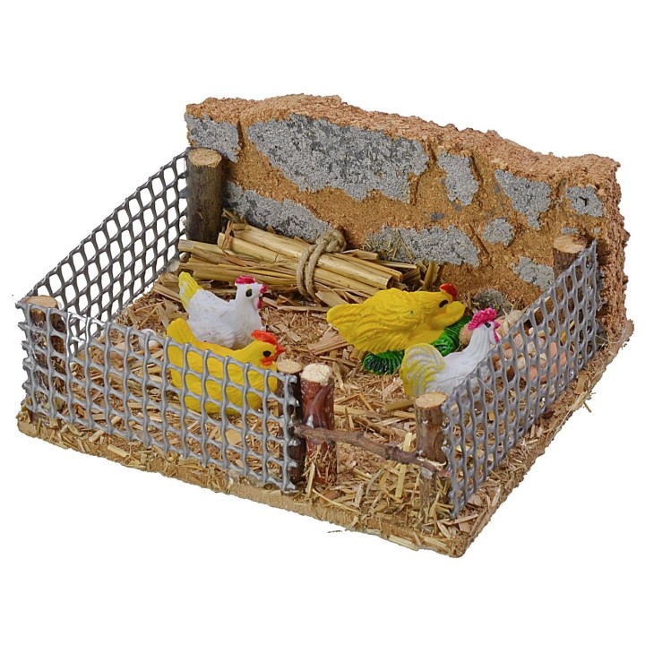 Pen with hens cm 12x10x5,5 h