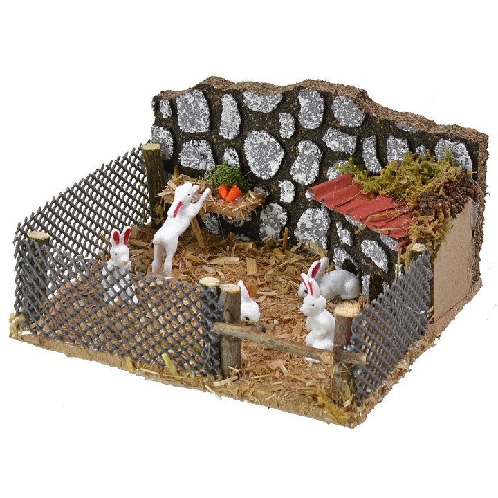 Recinto con conigli cm 12x10x6,5 h