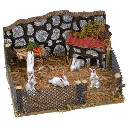 Enclosure with rabbits cm 12x10x6,5 h