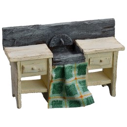 Lavabo de madera blanca de 13x4x8 cm h