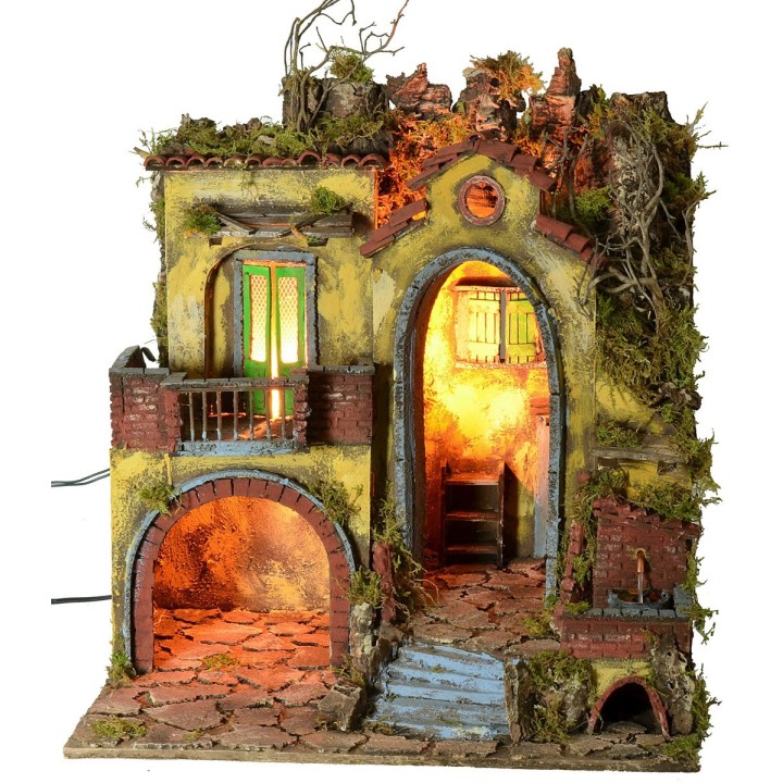 Presepe illuminato stile '700 con grande arco cm 50x40x62 h