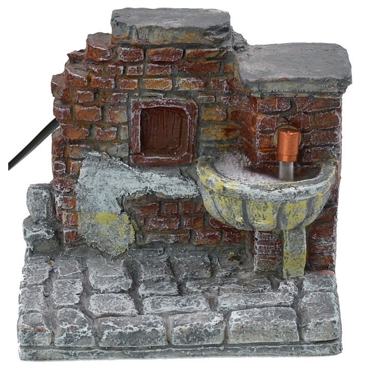 Functioning fountain with brick effect wall in resin cm