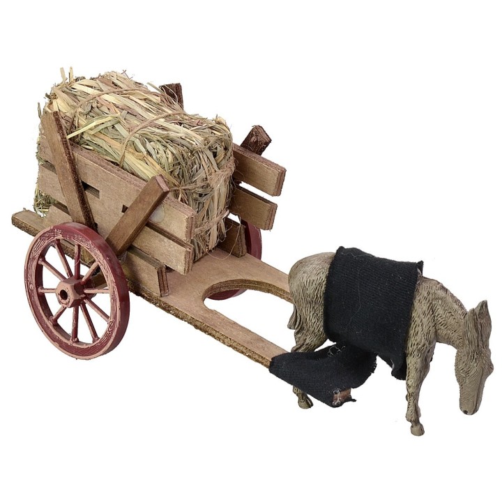 Cart with hay and donkey cm 20x7,5x8 h