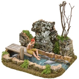 Laghetto presepe con pescatore Landi effetto profondità