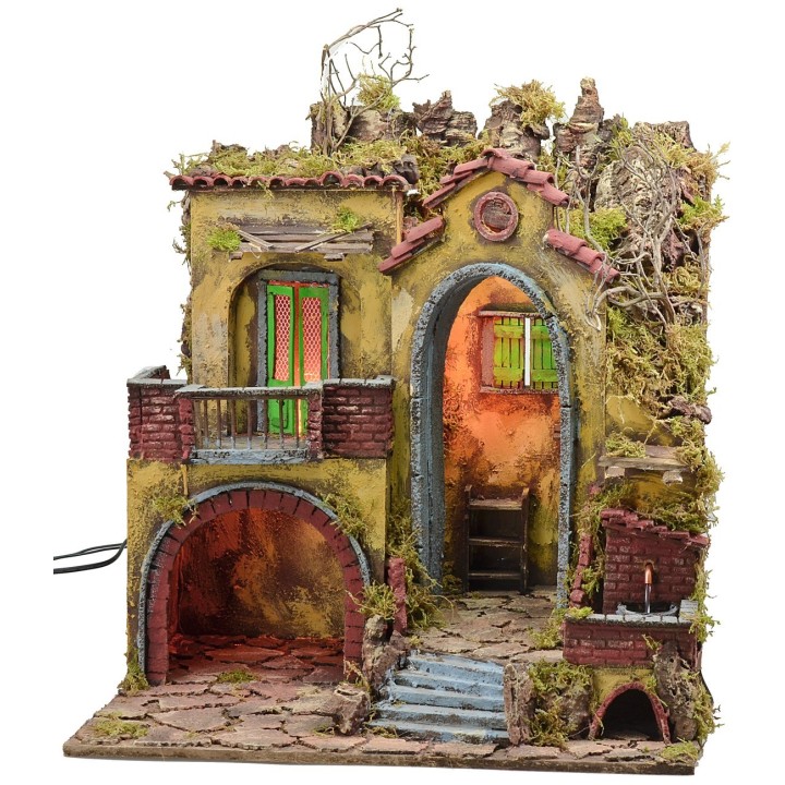 Presepe illuminato stile '700 con grande arco cm 50x40x62 h