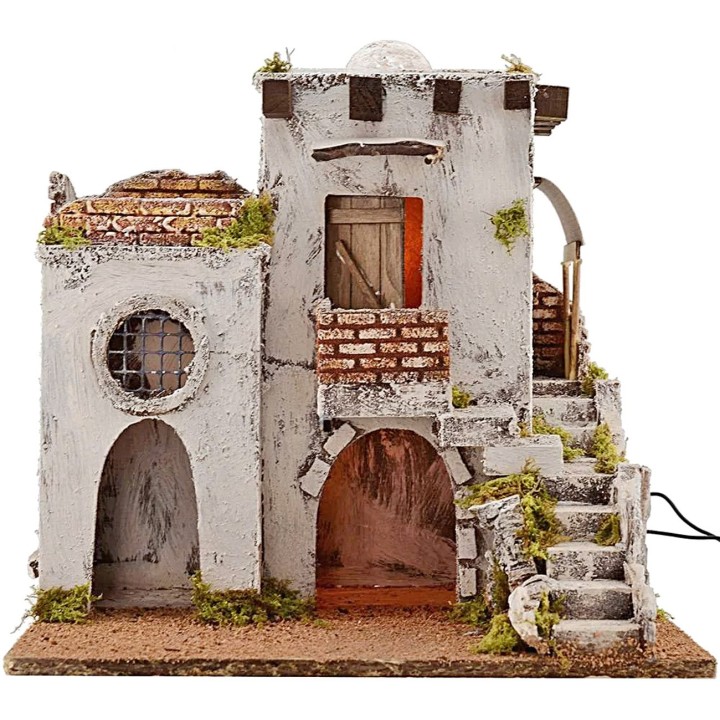 Casa Árabe iluminada con escalera de 35x25x35 cm h.