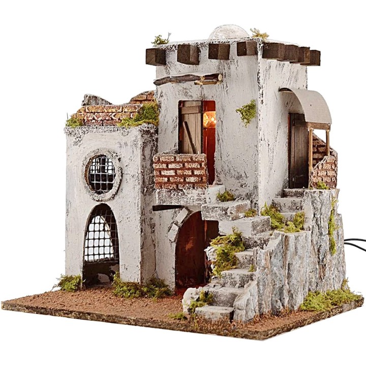 Casa Árabe iluminada con escalera de 35x25x35 cm h.